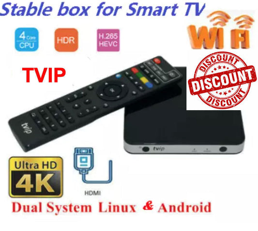 TVIP 605 705 4K WIFI BOX + 3 MONTH OR 1 or 2 YEAR & FREE SHIPPING TO USA & CANADA